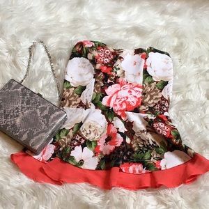 3/$15 Floral strapless peplum top
